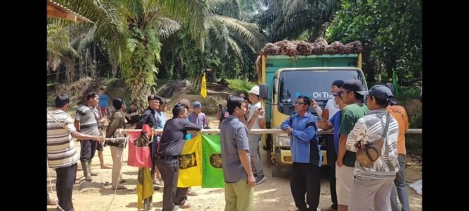 
<span style='color:#ff0000;font-size:14px;'>Sudah 3 Bulan Hasil Panen TBS  Tak Bisa Keluar</span> <br> Pihak Dewi Robinar Pertanyakan Legalitas Warga Lubuk Napal Portal Akses Jalan