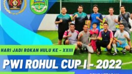 FOTO : Bersempena HUT Kabupaten Rokan Hulu Ke 23, 61 Tim ikut berlaga dalam Open Turnamen Futsal PWI CUP I Tahun 2022.