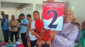 FOTO : Cakades Koto Tinggi H. Yusri, ST M.Si (Iyok) dapat Nomor Urut 2, di Pilkades Koto Tinggi, Rambah, Selasa (22/11/2022)