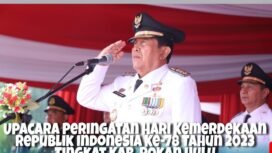 FOTO : Bupati Rokan Hulu H. Sukiman Jadi Inspektur Upacara Peringatan HUT RI Ke 73