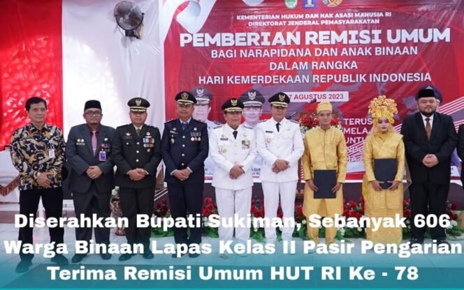 
Bupati Sukiman Serahkan 606 Remisi Kepada Warga Binaan Lapas Kelas II B Pasir Pengaraian