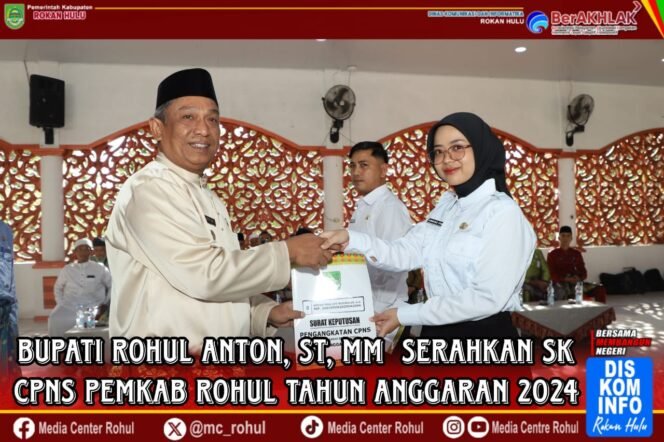 
Serahkan SK CPNS Formasi 2024, Bupati Rohul Anton : Tunjukkan Kinerja yang Loyal dan Profesional