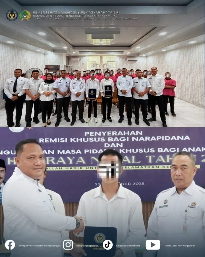 
102 Warga Binaan Lapas Pasir Pangaraian Terima Remisi Khusus Natal, Satu Langsung Bebas